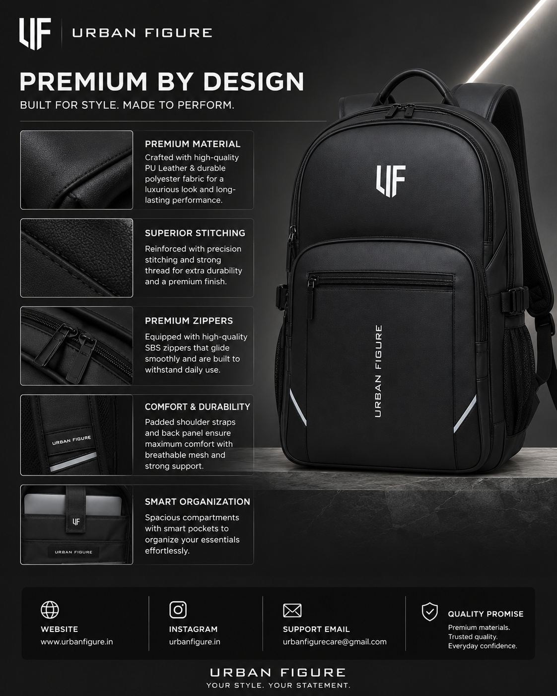 The URBAN FIGURE Black  Backpack