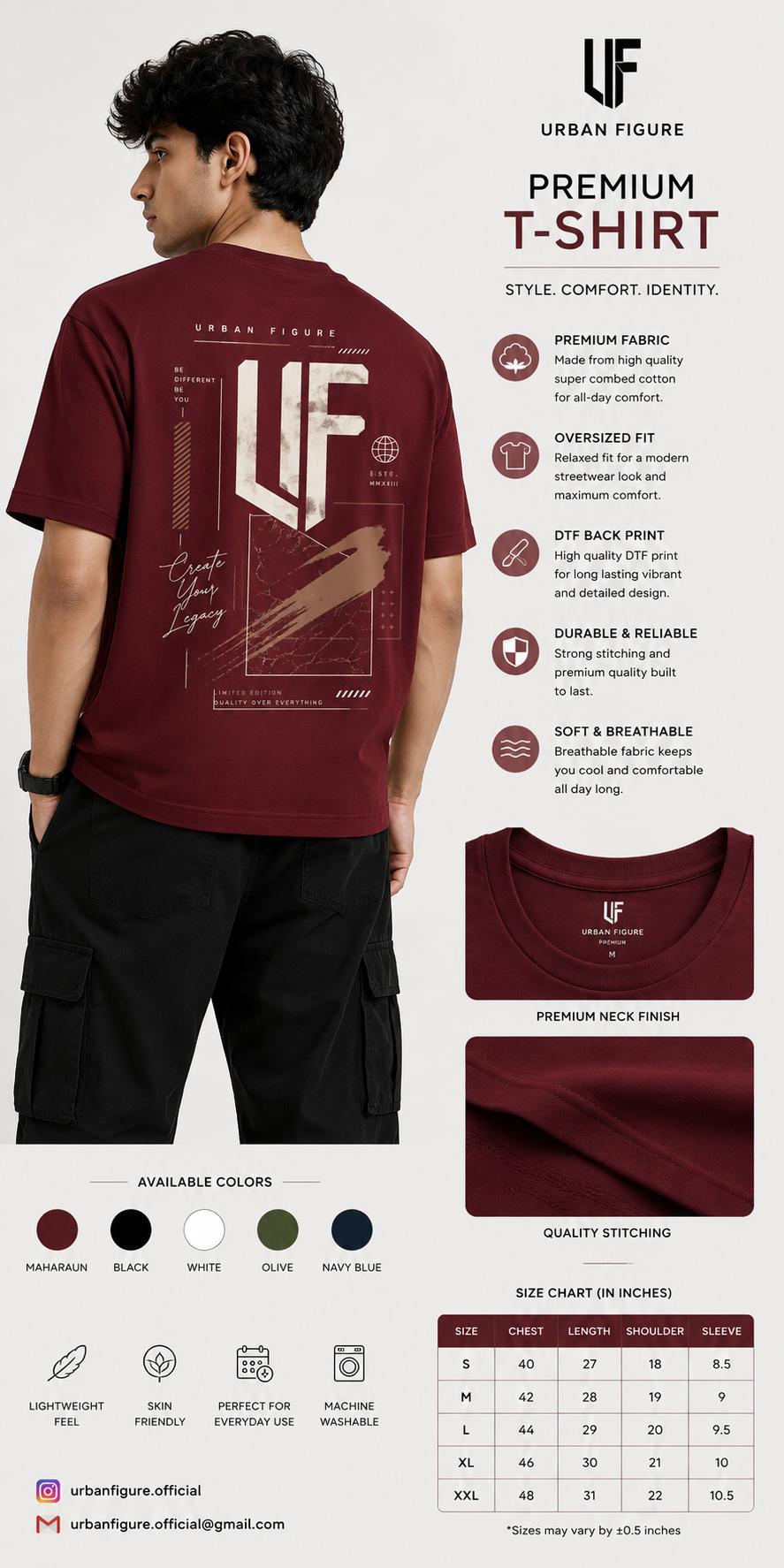 URBAN FIGURE Premium Oversized T-Shirt – Maharaun