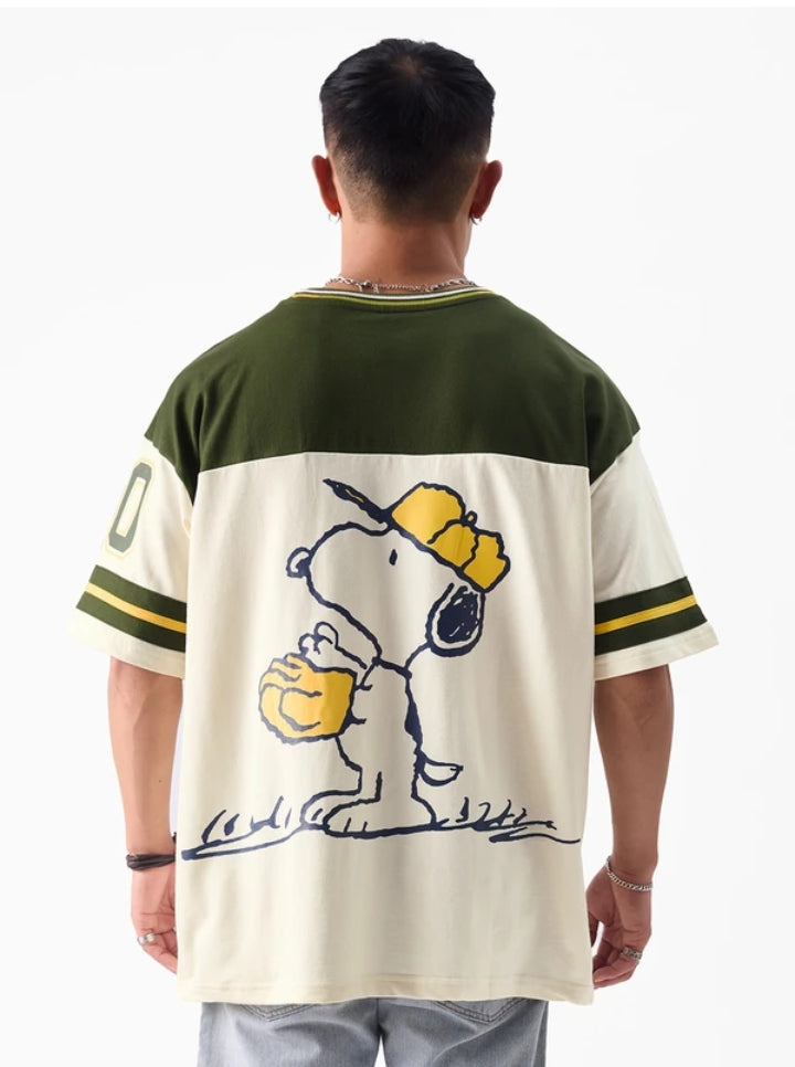 The Souled Store Men's Graphic Print Cotton T-Shirt - Dark Green & White